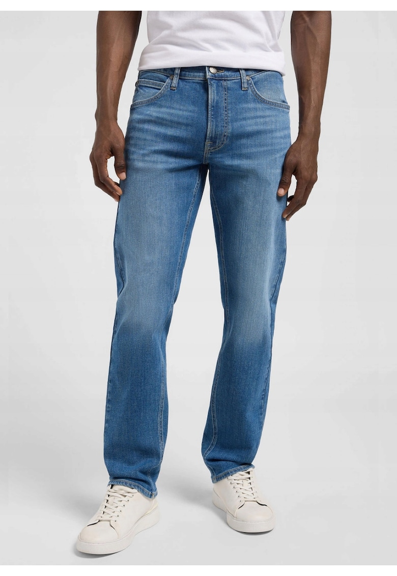 Blugi Barbati - Daren Zip Fly - Straight Fit - Talie Medie - 5 Buzunare - Fermoar - Lungi - Bumbac - W32-L32 US - Albastru