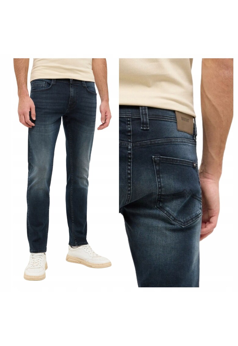 Blugi Barbati - Style Oregon Slim - Slim Fit - Talie Joasa - 5 Buzunare - Fermoar - Lungi - Bumbac - W31-L30 US - Albastru