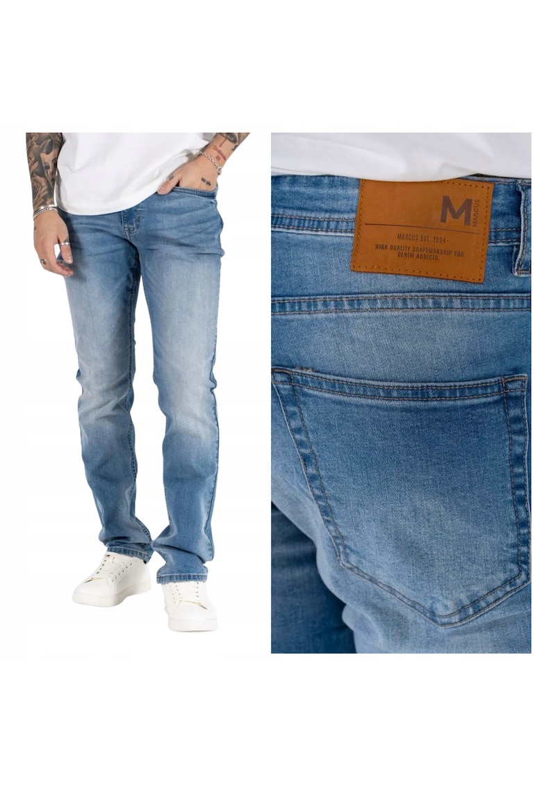 Blugi Barbati - Felix - Straight Fit - Talie Medie - 5 Buzunare - Fermoar - Lungi - Bumbac - Albastru - Albastru