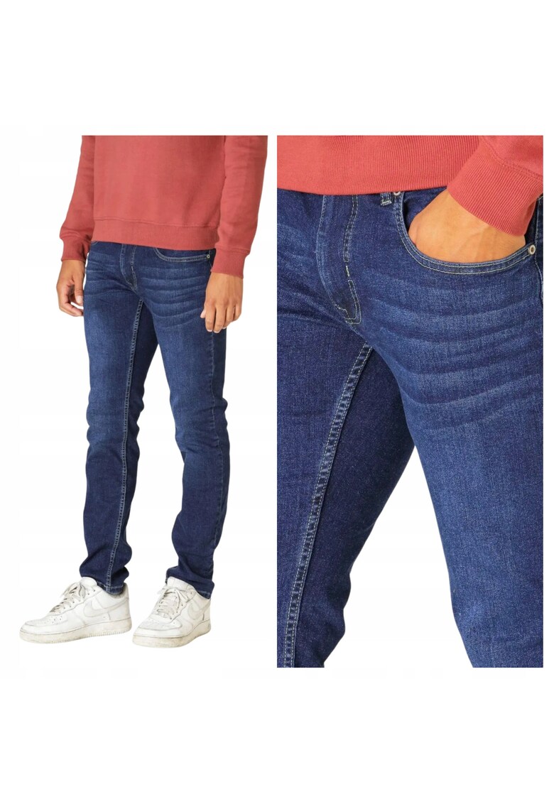 Blugi Barbati - Felix - Straight Fit - Talie Medie - 5 Buzunare - Fermoar - Lungi - Bumbac - W30-L30 US - Albastru