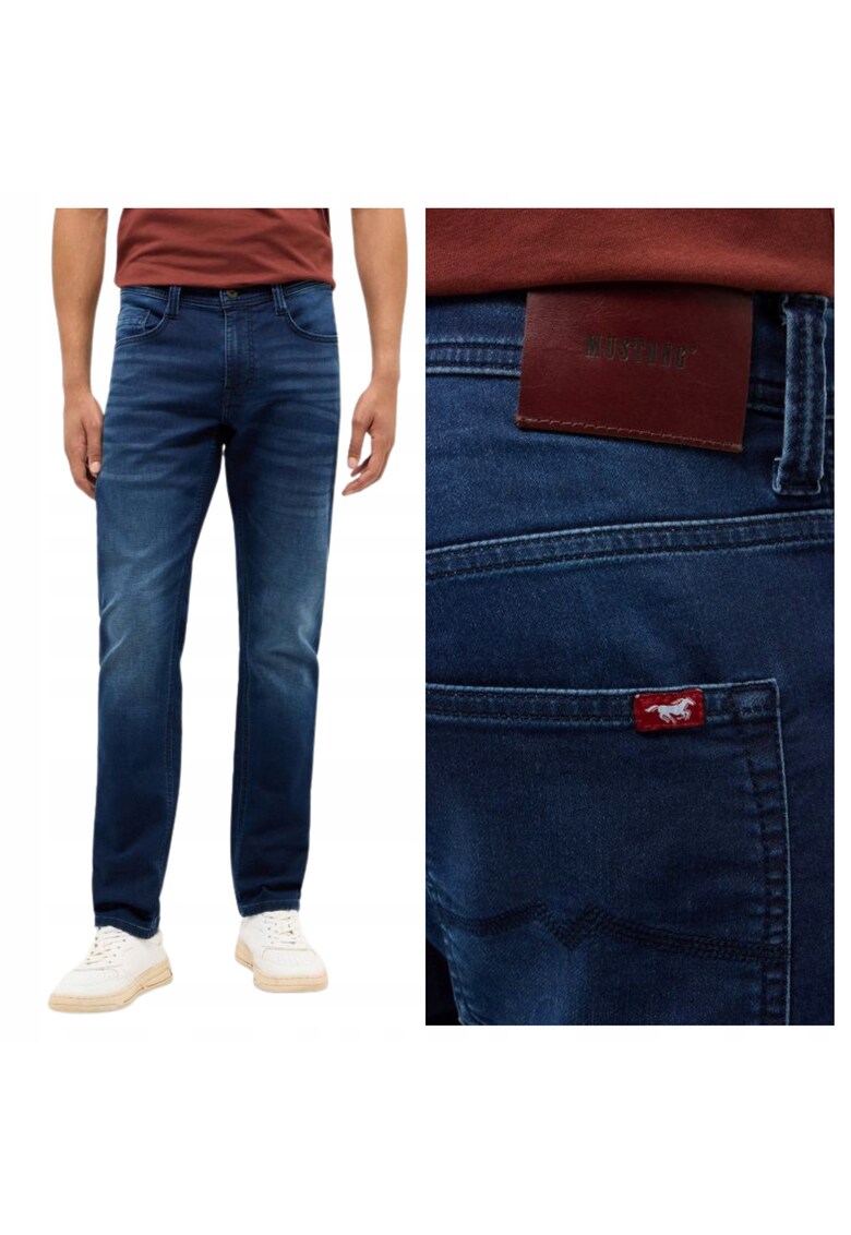 Blugi Barbati - Oregon Slim - Slim Fit - Talie Joasa - 5 Buzunare - Fermoar - Lungi - Bumbac - Albastru - Albastru