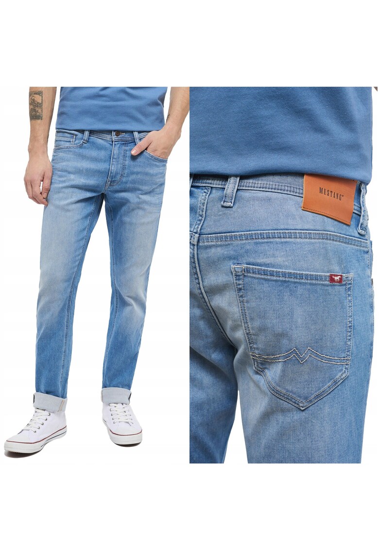 Blugi Barbati - Oregon Tapered - Slim Fit - Talie Joasa - 5 Buzunardwqfe - Fermoar - Lungi - Bumbac - Albastru - Albastru
