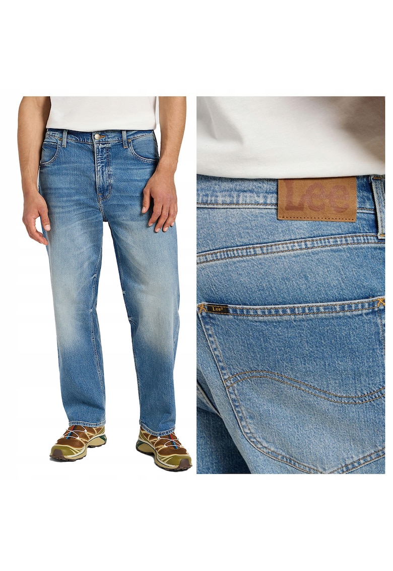 Blugi Barbati - Asher - Straight Fit - Talie Medie - 5 Buzunare - Fermoar - Lungi - Bumbac - W36-L32 US - Albastru
