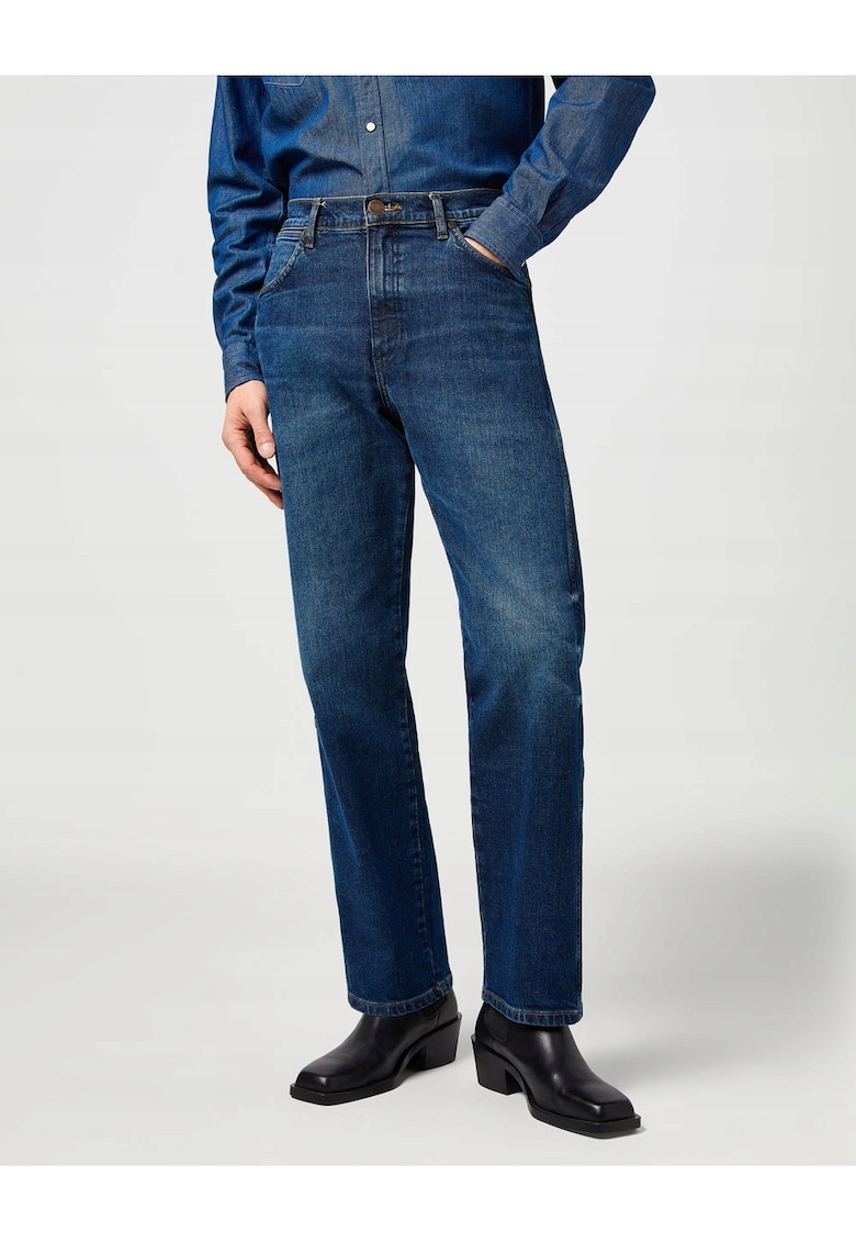 Blugi Barbati - Frontier - Straight Fit - Talie Medie - 5 Buzunare - Fermoar - Lungi - Bumbac - W33-L34 US - Albastru