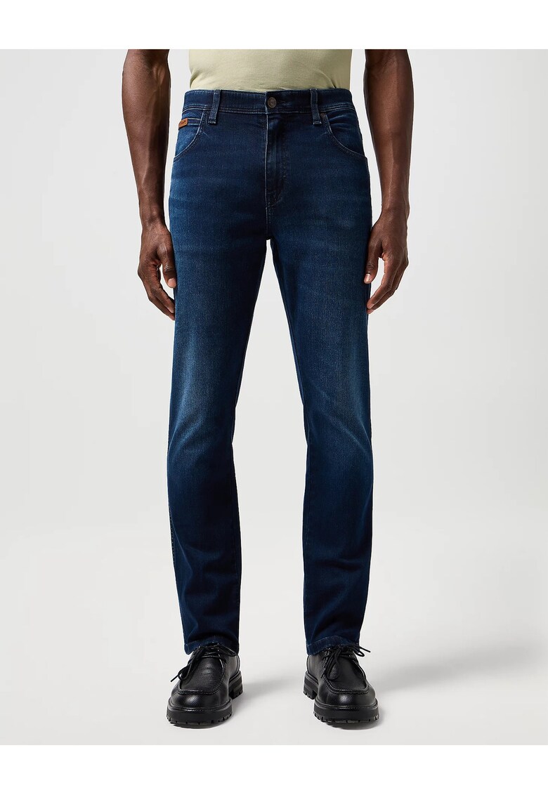 Blugi Barbati - Texas Slim Jeans - Slim Fit - Talie Medie - 5 Buzunare - Fermoar - Lungi - Bumbac - Albastru - Albastru