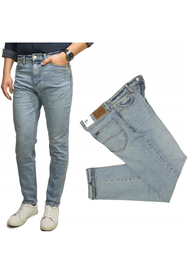 Blugi Barbati - Slim Fit - Talie Medie - 5 Buzunare - Fermoar - Lungi - Bumbac - Albastru - Albastru