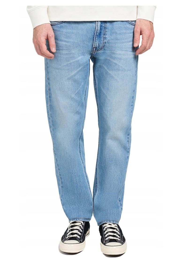 Blugi Barbati - Daren Zip Fly - Slim Fit - Talie Medie - 5 Buzunare - Fermoar - Lungi - Bumbac - Albastru - Albastru