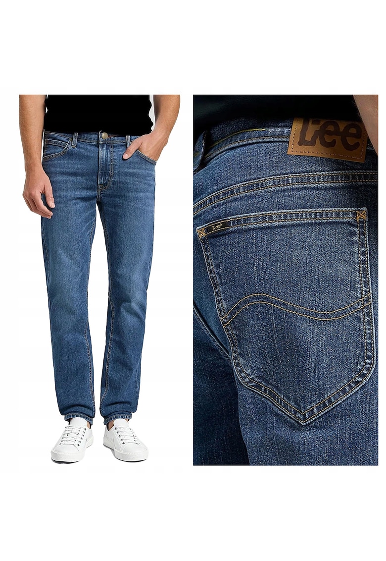 Blugi Barbati - Daren Zip Fly - Straight Fit - Talie Joasa - Fermoar - Lungi - 5 Buzunare - Bumbac - W33-L32 US - Albastru