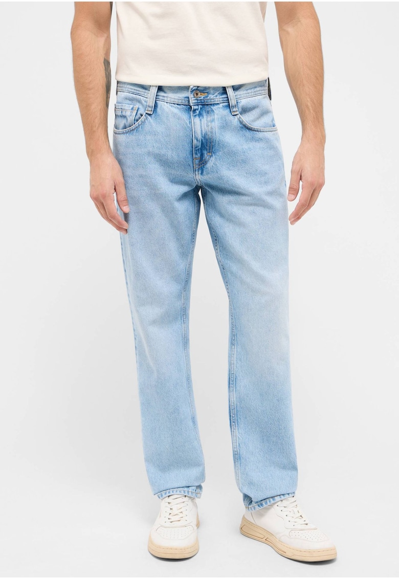 Blugi Barbati - Denver Straight - Straight Fit - Talie Medie - 5 Buzunare - Fermoar - Lungi - Bumbac - Albastru - Albastru