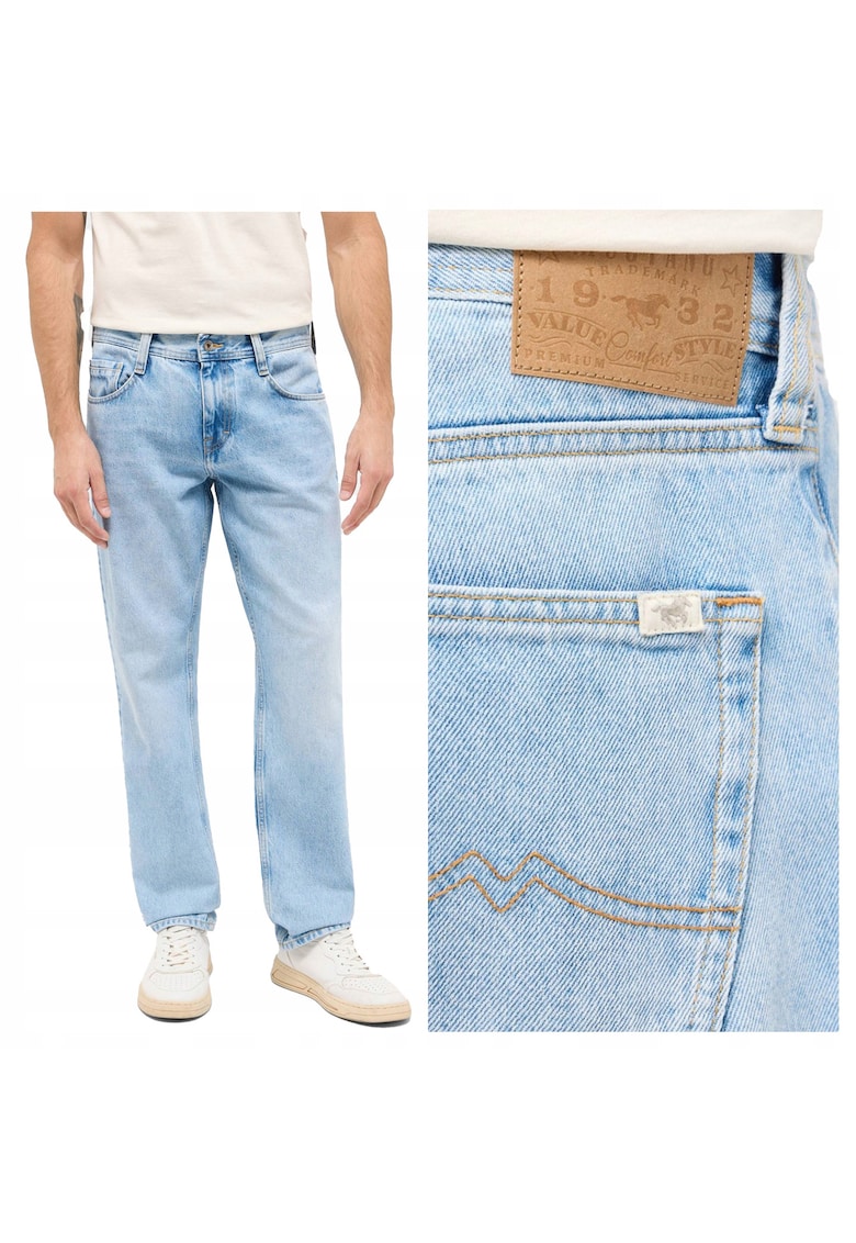 Blugi Barbati - Denver Straight - Straight Fit - Talie Medie - 5 Buzunare - Fermoar - Lungi - Bumbac - Albastru - Albastru