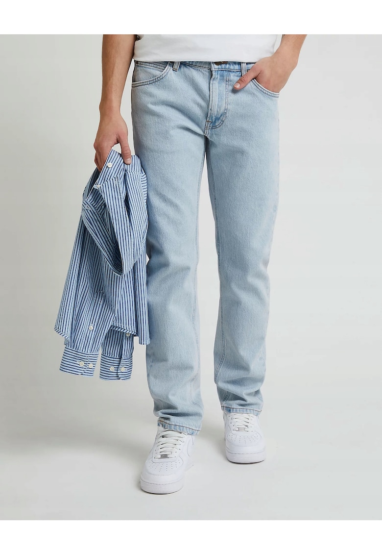Blugi Barbati - Daren Zip Fly - Straight Fit - Talie Joasa - 5 Buzunare - Fermoar - Lungi - Bumbac - W34-L32 US - Albastru