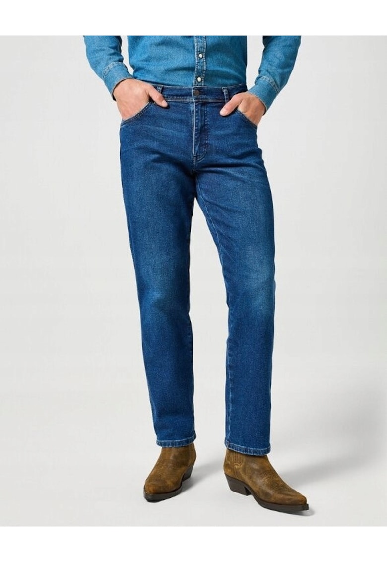 Blugi Barbati - Texas - Straight Fit - Talie Medie - 5 Buzunare - Fermoar - Lungi - Bumbac - W32-L34 US - Albastru
