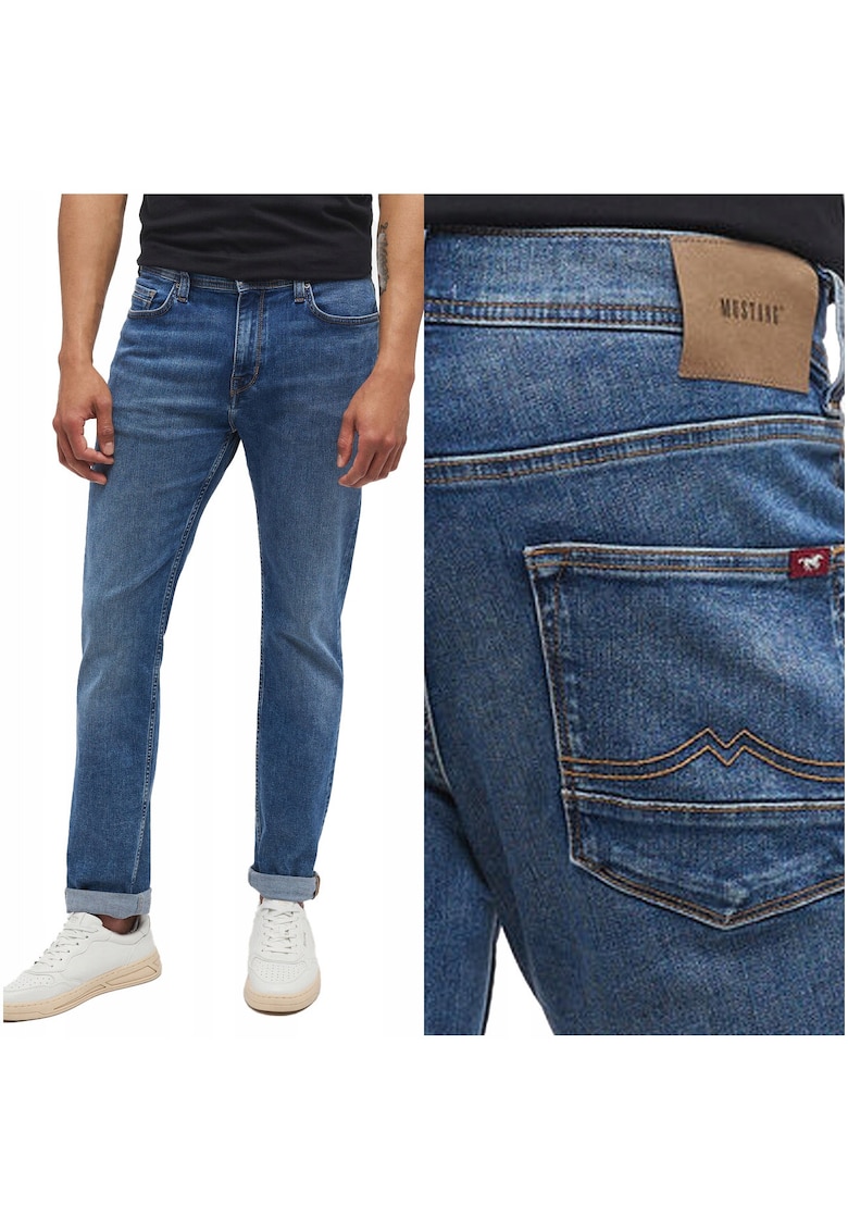 Blugi Barbati - Vegas Slim - Slim Fit - Talie Medie - 5 Buzunare - Fermoar - Lungi - Bumbac - W34-L30 US - Albastru