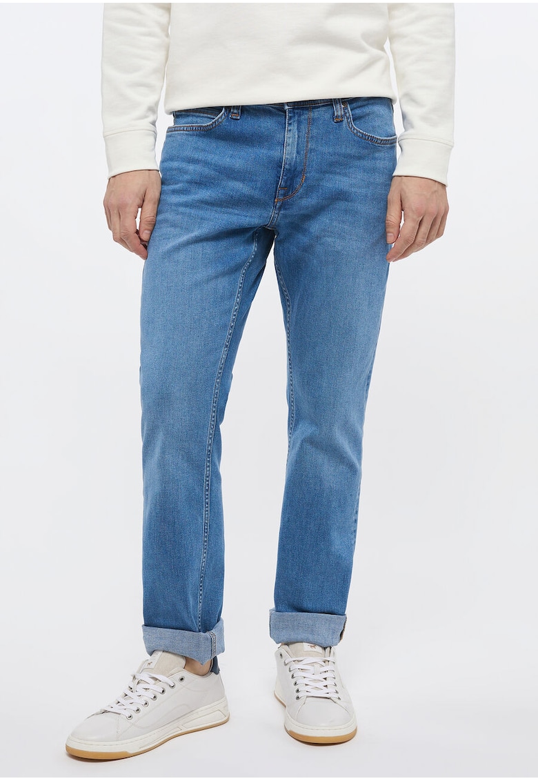 Blugi Barbati - Vegas - Slim Fit - Talie Medie - 5 Buzunare - Fermoar - Lungi - Bumbac - Albastru - Albastru