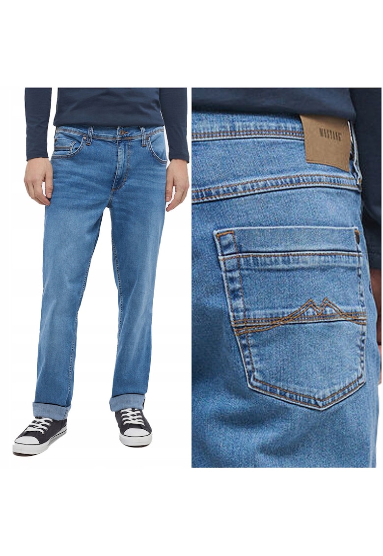 Blugi Barbati - Washington - Slim Fit - Talie Medie - 5 Buzunare - Fermoar - Lungi - Bumbac - Albastru - Albastru