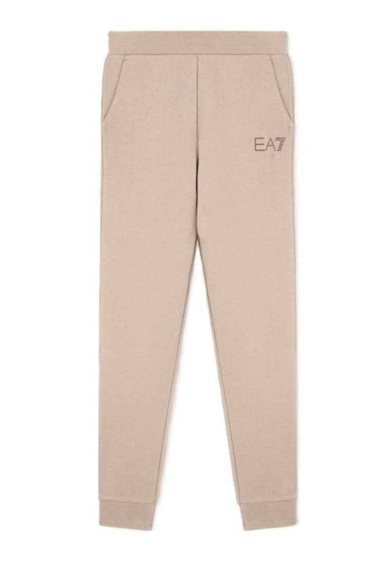 Pantaloni dama TRAIN LOGO SERIES W PANTS CH FANCY STRASS - Bumbac - Bej - Bej