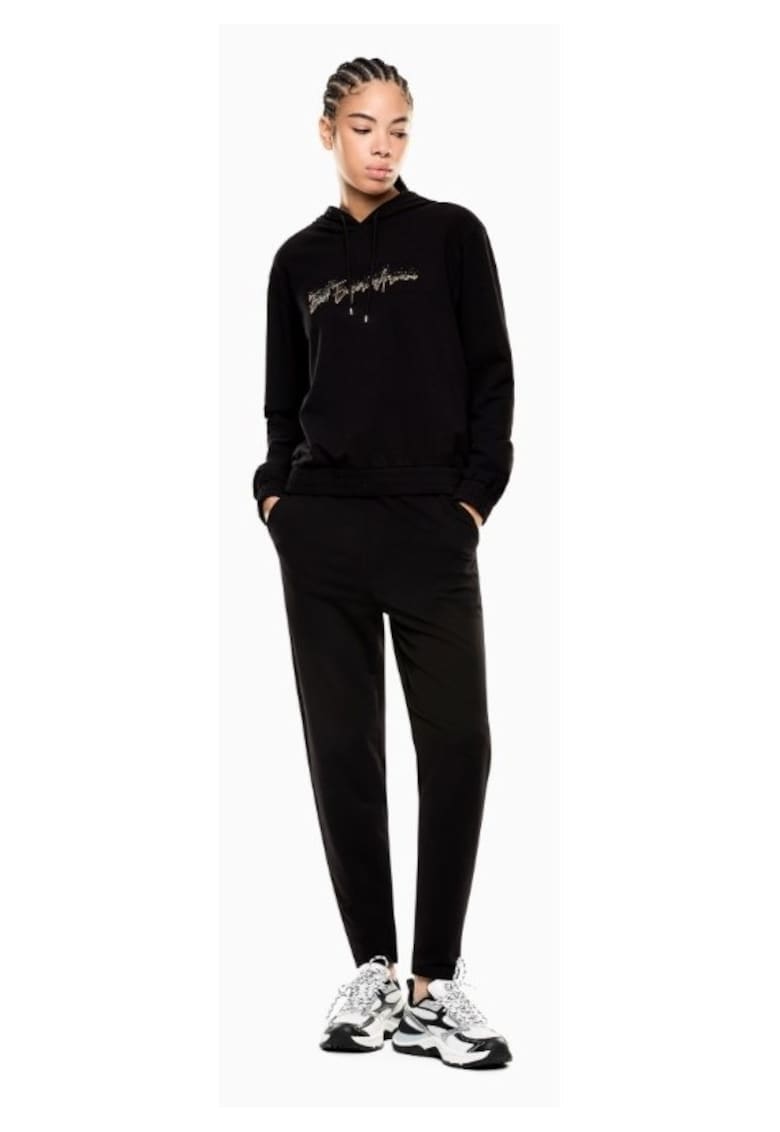 Trening dama TRAIN TRACKSUIT W HO RN CH STRASS - Bumbac - Negru - Negru