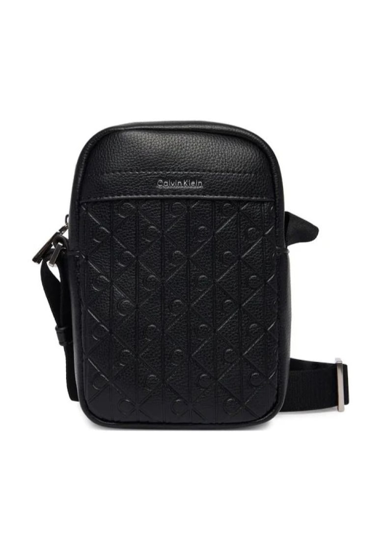 Borseta EMBLEM AOP EMBOSS SLIM REPORTER - Piele ecologica - Negru - One size