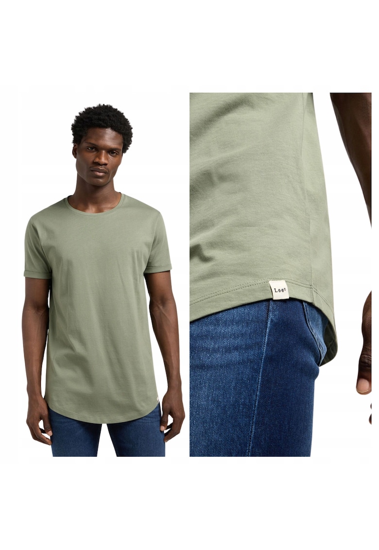 Tricou Barbati - Shaped Tee - Regular Fit - Maneca Scurta - Decolteu Rotund - Cu Logo - Bumbac - Design Clasic - Verde - Verde