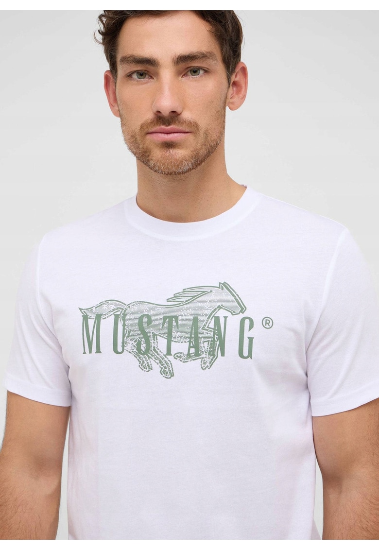 Tricou Barbati - Austin - Regular Fit - Maneca Scurta - Decolteu Rotund - Cu Logo - Bumbac - Design Clasic - Alb - Alb