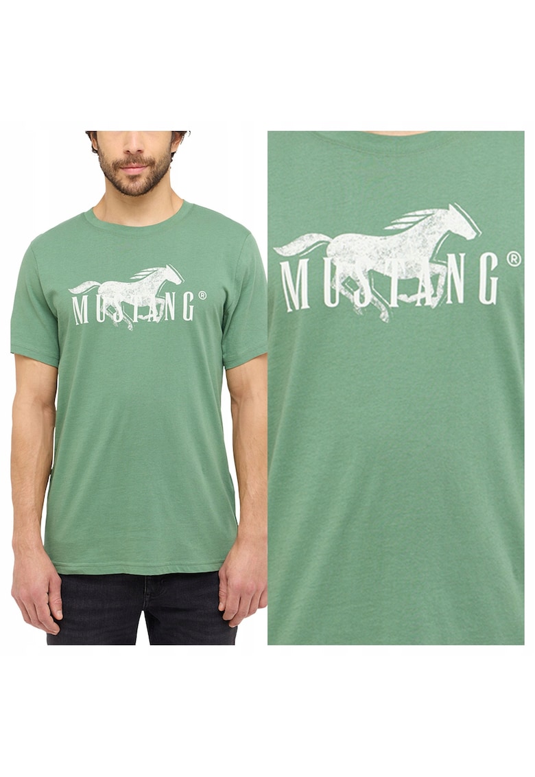 Tricou Barbati - Austin - Regular Fit - Maneca Scurta - Decolteu Rotund - Cu Logo - Bumbac - Design Clasic - M INTL - Verde