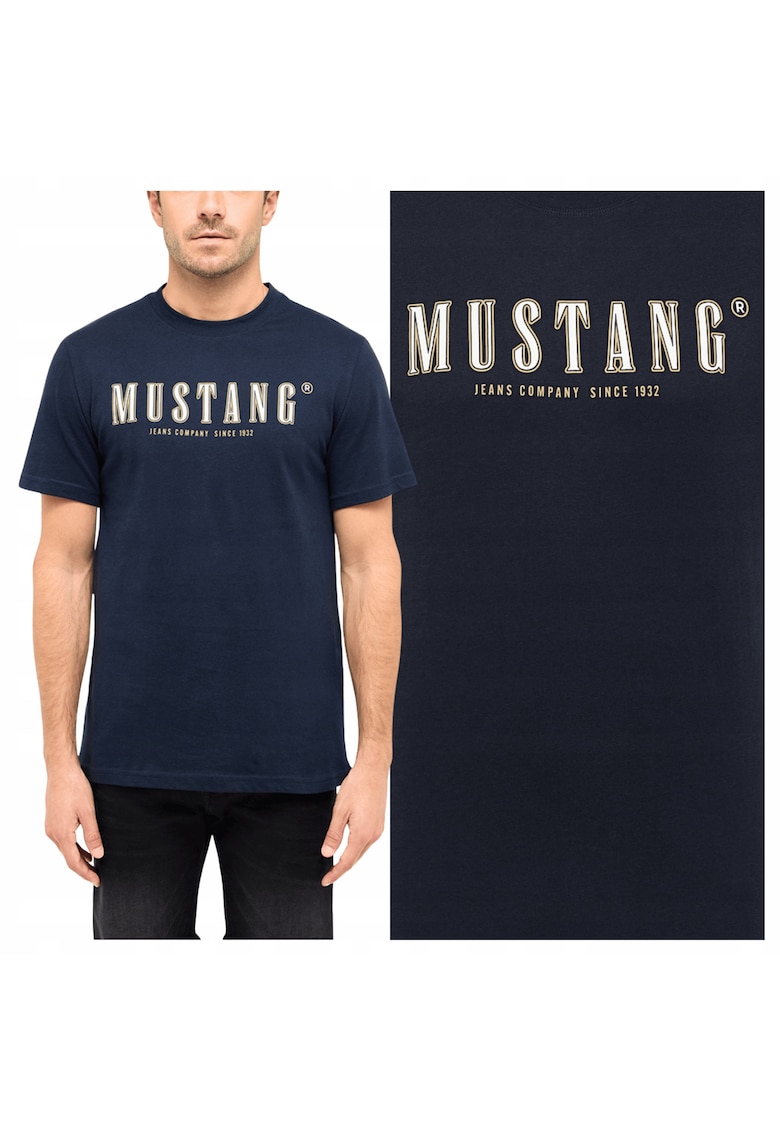 Tricou Barbati - Austin - Regular Fit - Maneca Scurta - Decolteu Rotund - Cu Logo - Bumbac - Design Clasic - M INTL - Albastru