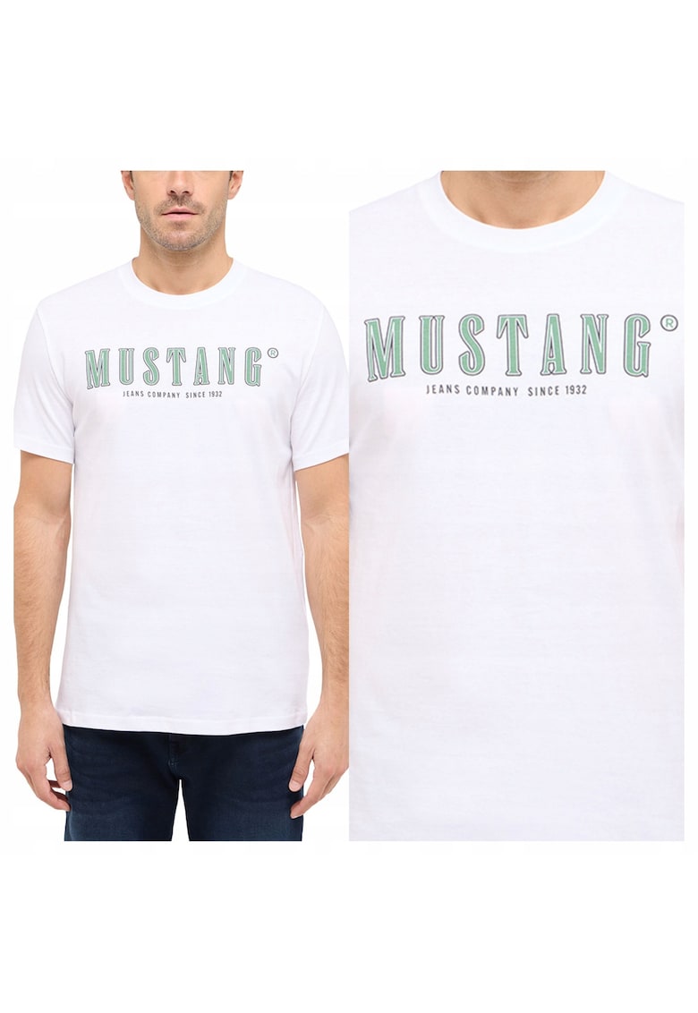 Tricou Barbati - Style Austin - Regular Fit - Maneca Scurta - Decolteu Rotund - Cu Logo - Bumbac - Design Clasic - M INTL - Alb