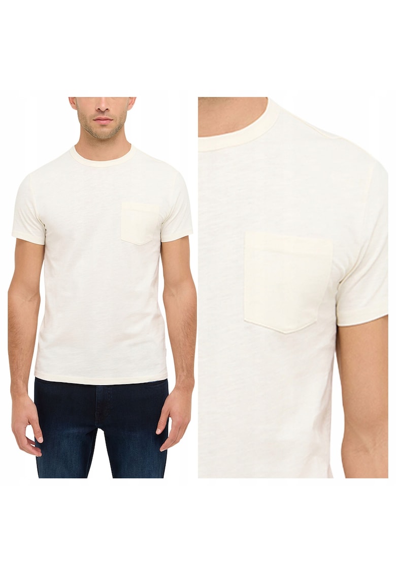 Tricou Barbati - Amado - Regular Fit - Maneca Scurta - Decolteu Rotund - Cu Logo - Bumbac - Design Clasic - M INTL - Alb