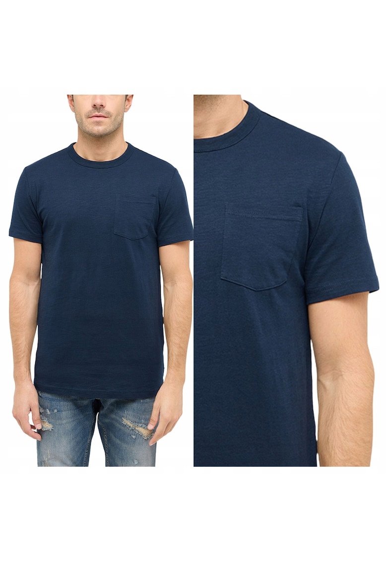 Tricou Barbati - Amado - Regular Fit - Maneca Scurta - Decolteu Rotund - Cu Logo - Bumbac - Design Clasic - M INTL - Albastru
