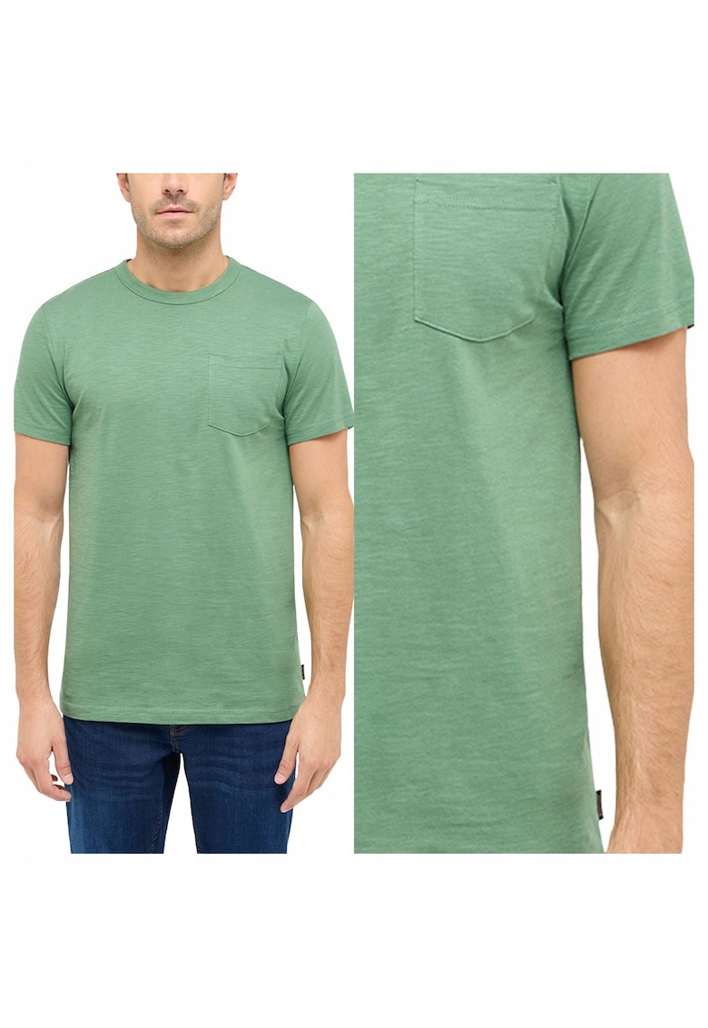 Tricou Barbati - Amado - Regular Fit - Maneca Scurta - Decolteu Rotund - Cu Logo - Bumbac - Design Clasic - M INTL - Verde