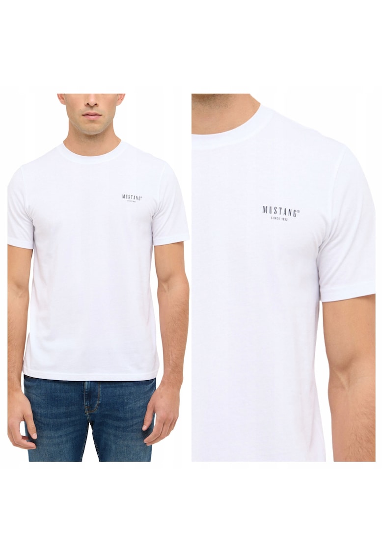 Tricou Barbati - Style Austin - Regular Fit - Maneca Scurta - Decolteu Rotund - Cu Logo - Bumbac - Design Clasic - 2XL INTL - Alb