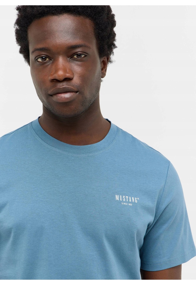 Tricou Barbati - Style Austin - Regular Fit - Maneca Scurta - Decolteu Rotund - Cu Logo - Bumbac - Design Clasic - 6XL INTL - Albastru