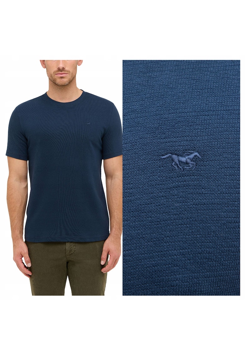 Tricou Barbati - Style Austin - Regular Fit - Maneca Scurta - Decolteu Rotund - Cu Logo - Bumbac - Design Clasic - 2XL INTL - Albastru