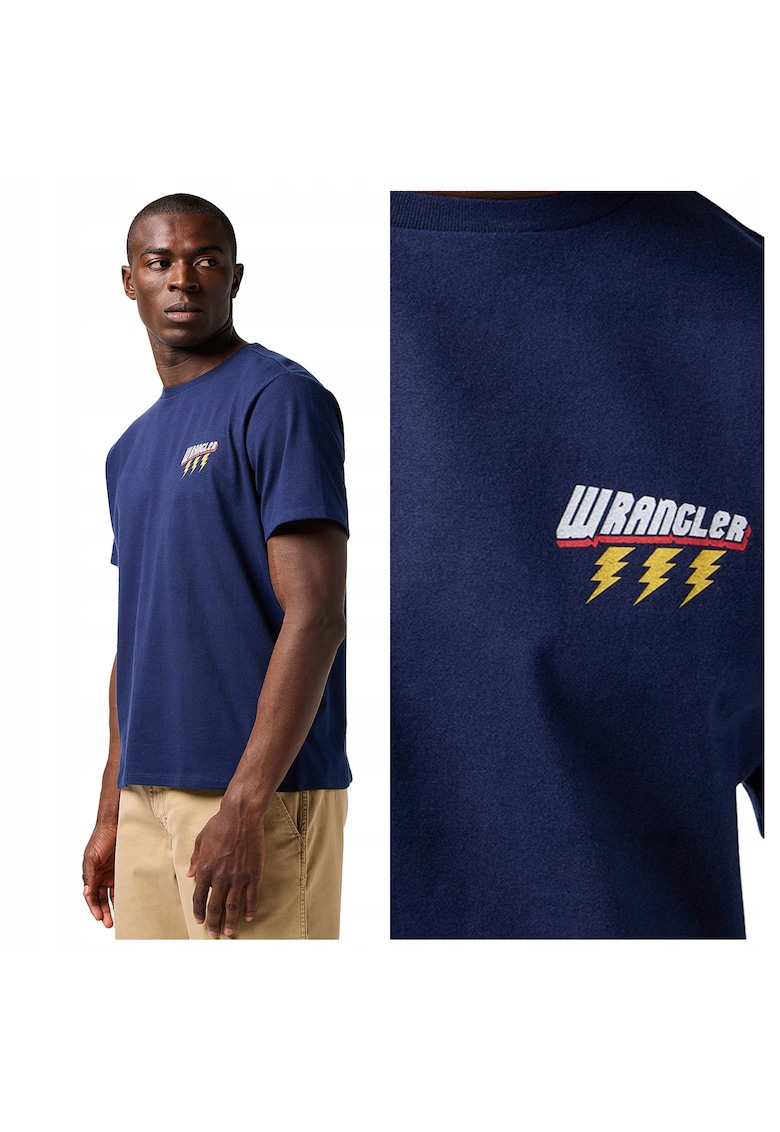 Tricou Barbati - Small Graphic Tee - Regular Fit - Maneca Scurta - Decolteu Rotund - Cu Logo - Bumbac - Design Clasic - Albastru - Albastru