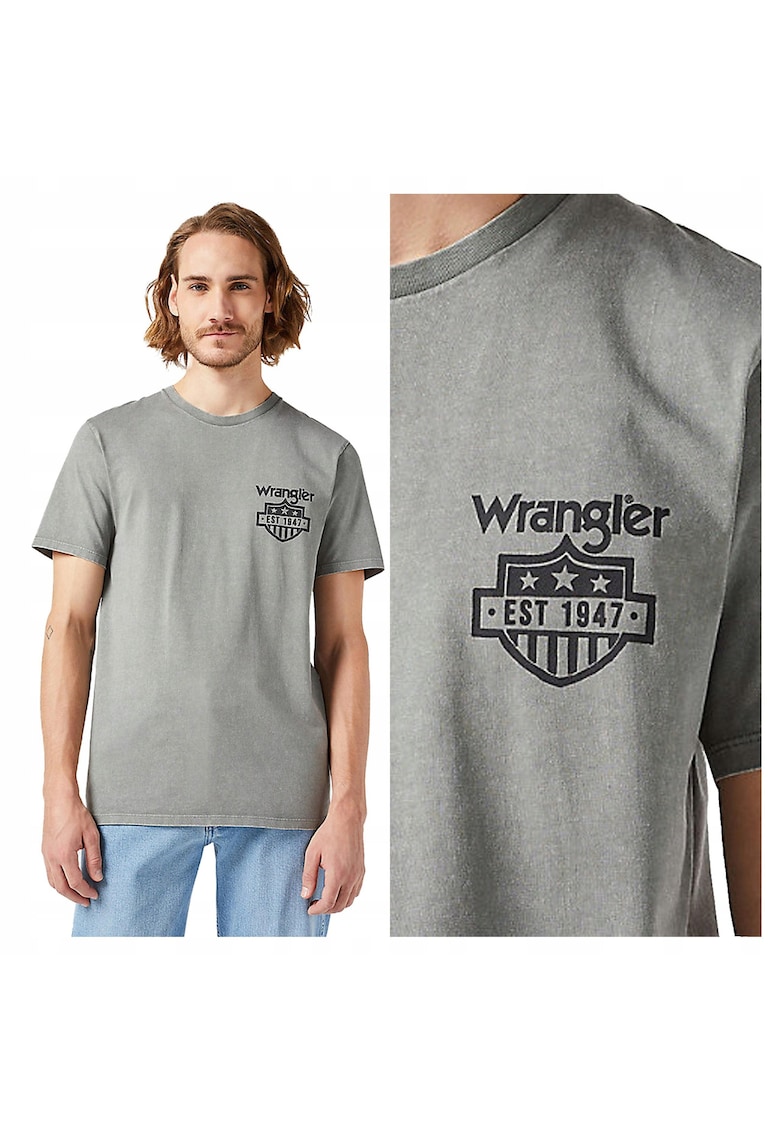 Tricou Barbati - Graphic Tee - Regular Fit - Maneca Scurta - Decolteu Rotund - Cu Logo - Bumbac - Design Clasic - M INTL - Gri