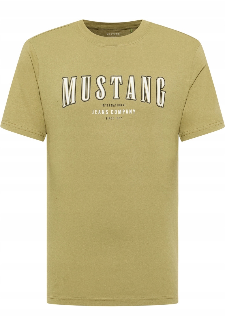 Tricou Barbati - Style Austin - Regular Fit - Maneca Scurta - Decolteu Rotund - Cu Logo - Bumbac - Design Clasic - Verde