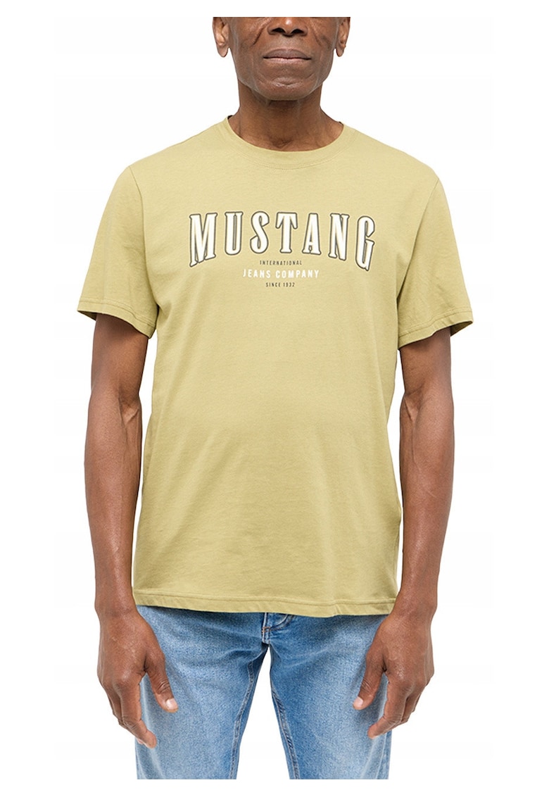 Tricou Barbati - Style Austin - Regular Fit - Maneca Scurta - Decolteu Rotund - Cu Logo - Bumbac - Design Clasic - Verde