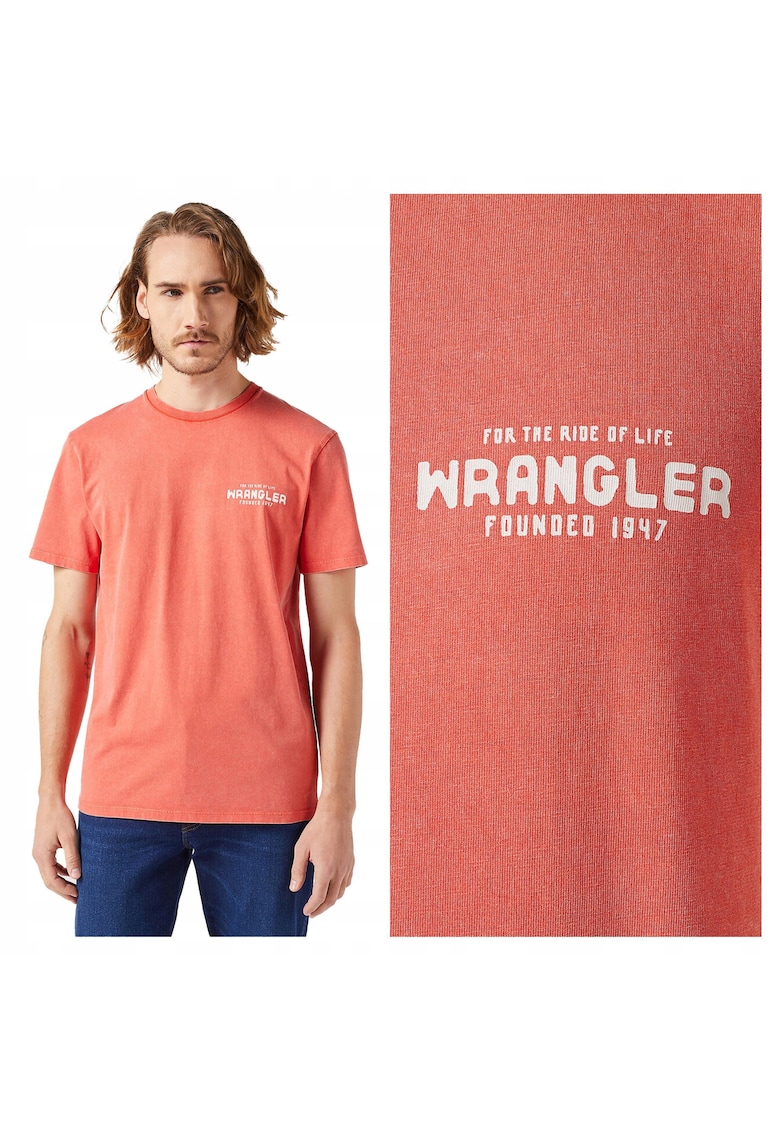 Tricou Barbati - Graphic Tee - Regular Fit - Maneca Scurta - Decolteu Rotund - Cu Logo - Bumbac - Design Clasic - Rosu