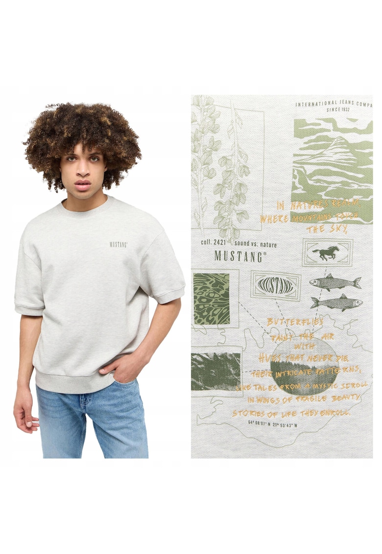 Tricou Barbati - Alvarado - Regular Fit - Maneca Scurta - Decolteu Rotund - Cu Logo - Bumbac - Design Clasic - M INTL - Gri