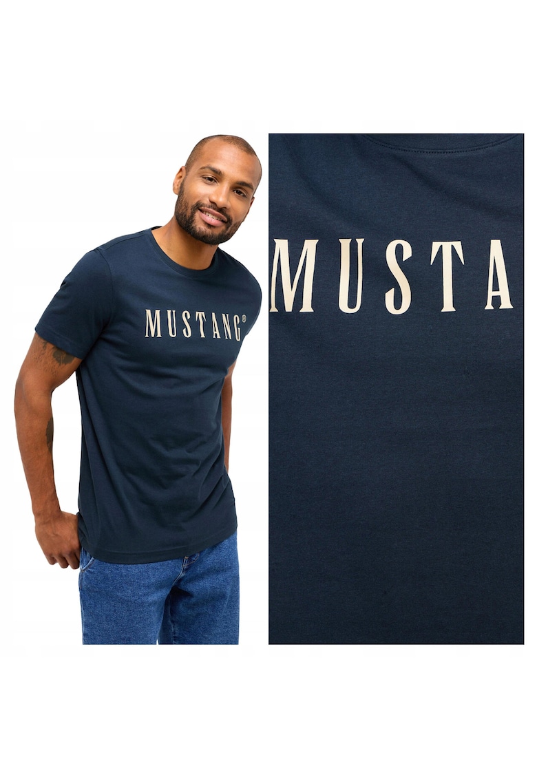 Tricou Barbati - Austin - Regular Fit - Maneca Scurta - Decolteu Rotund - Cu Logo - Bumbac - Design Clasic - Albastru - Albastru