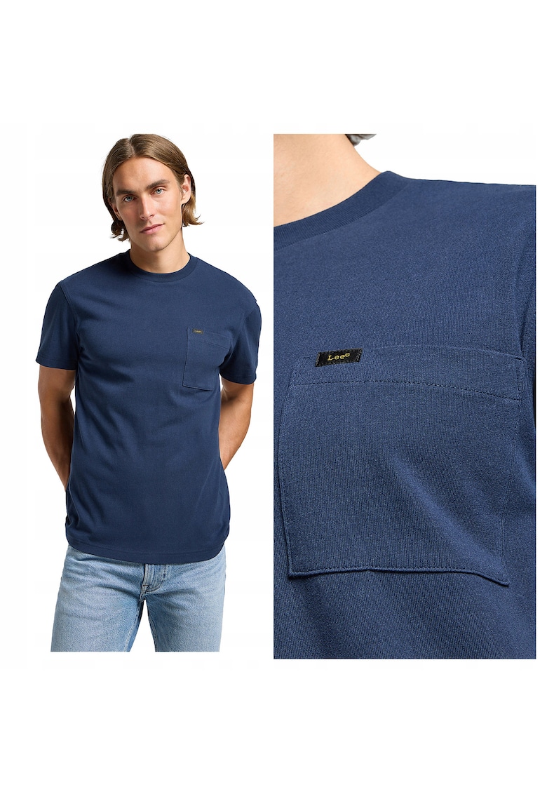 Tricou Barbati - Tee - Regular Fit - Maneca Scurta - Decolteu Rotund - Cu Logo - Bumbac - Design Clasic - Albastru
