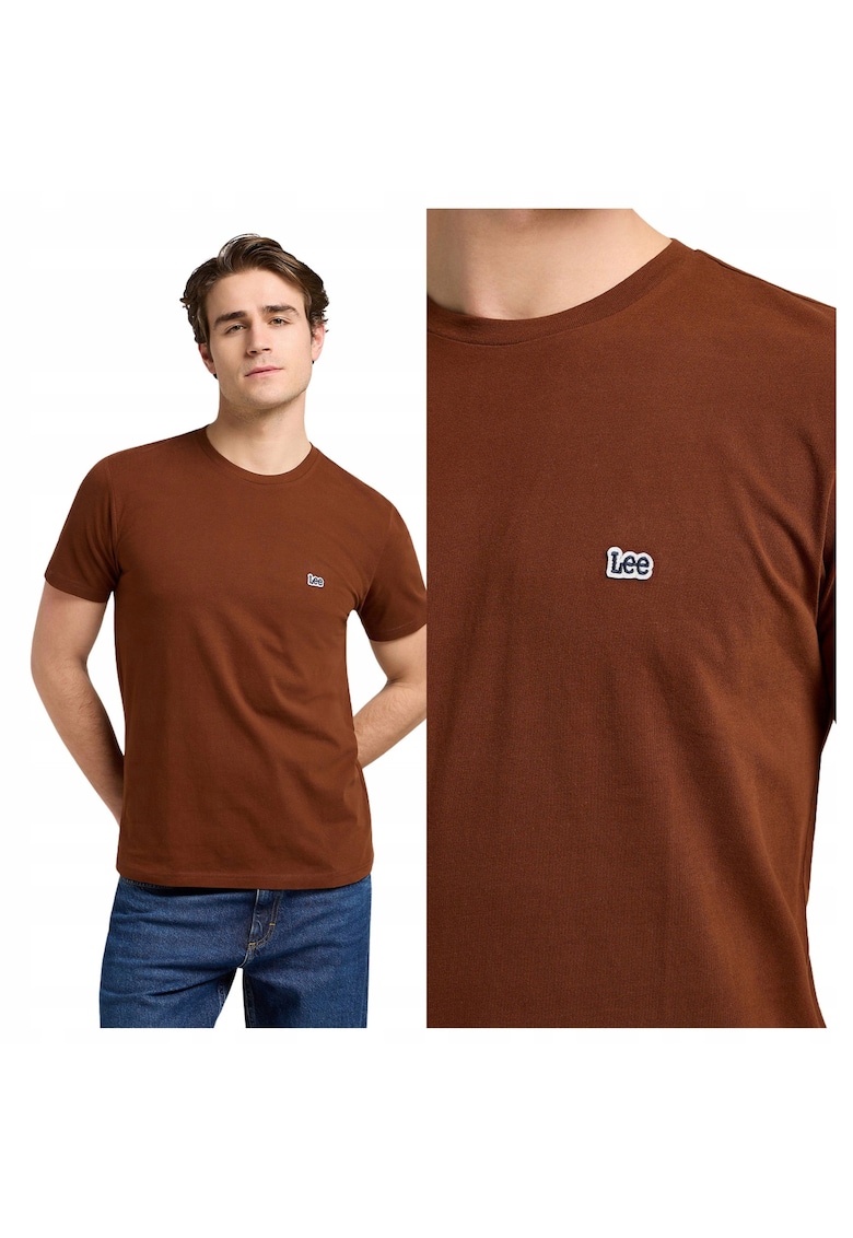 Tricou Barbati - Tee - Regular Fit - Maneca Scurta - Decolteu Rotund - Cu Logo - Bumbac - Design Clasic - Bronz