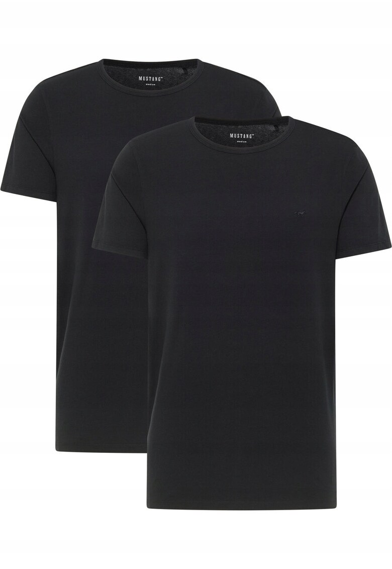 Tricou Barbati - Allen - Regular Fit - Maneca Scurta - Decolteu Rotund - Cu Logo - Bumbac - Design Clasic - 5XL INTL - Negru