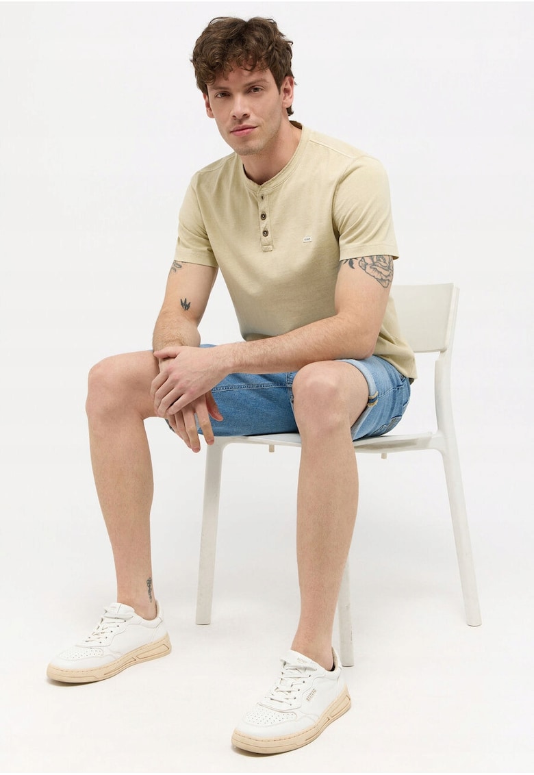 Tricou Barbati - Austin - Regular Fit - Maneca Scurta - Decolteu Rotund - Cu Logo - Bumbac - Design Clasic - M INTL - Bej