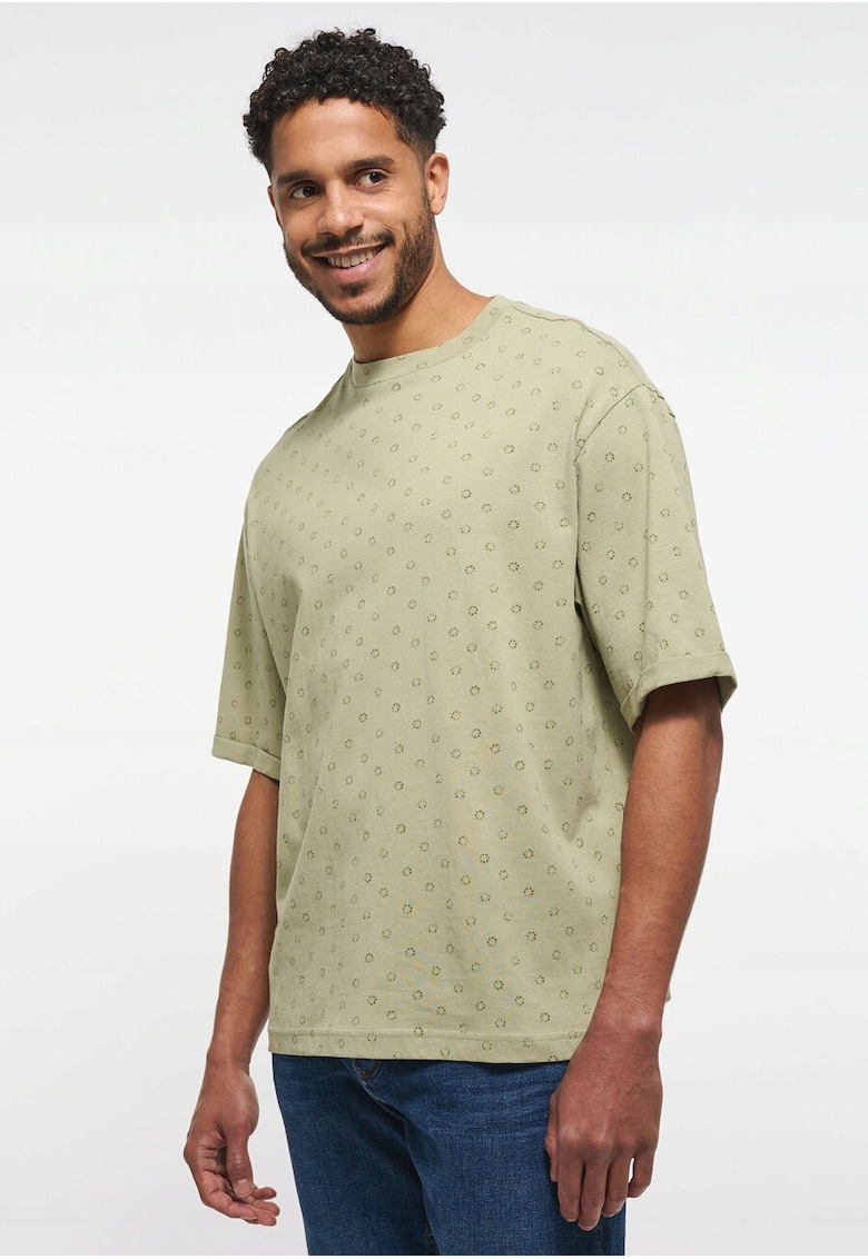 Tricou Barbati - Aidan C Aop - Regular Fit - Maneca Scurta - Decolteu Rotund - Cu Logo - Bumbac - Design Clasic - S INTL - Verde