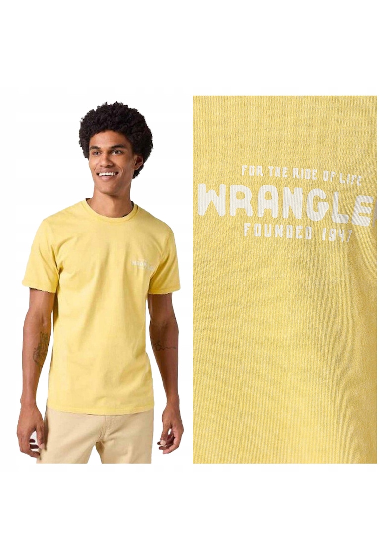 Tricou Barbati - Graphic Tee - Regular Fit - Maneca Scurta - Decolteu Rotund - Cu Logo - Bumbac - Design Clasic - Galben