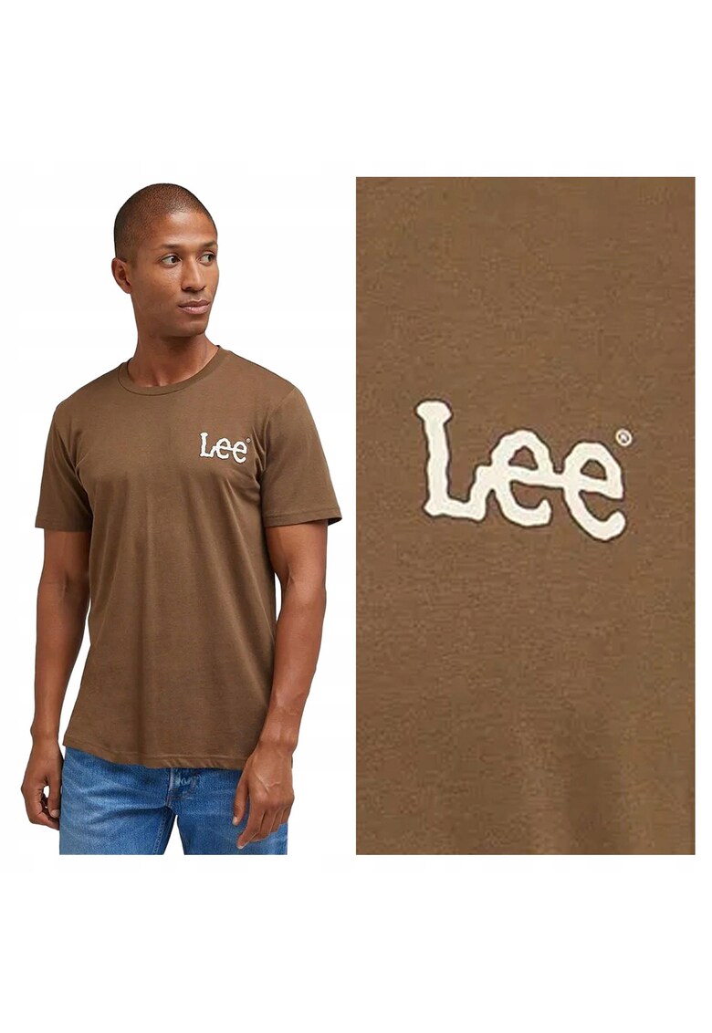Tricou Barbati - Essential Tee - Regular Fit - Maneca Scurta - Decolteu Rotund - Cu Logo - Bumbac - Design Clasic - Maro - Light Bronze
