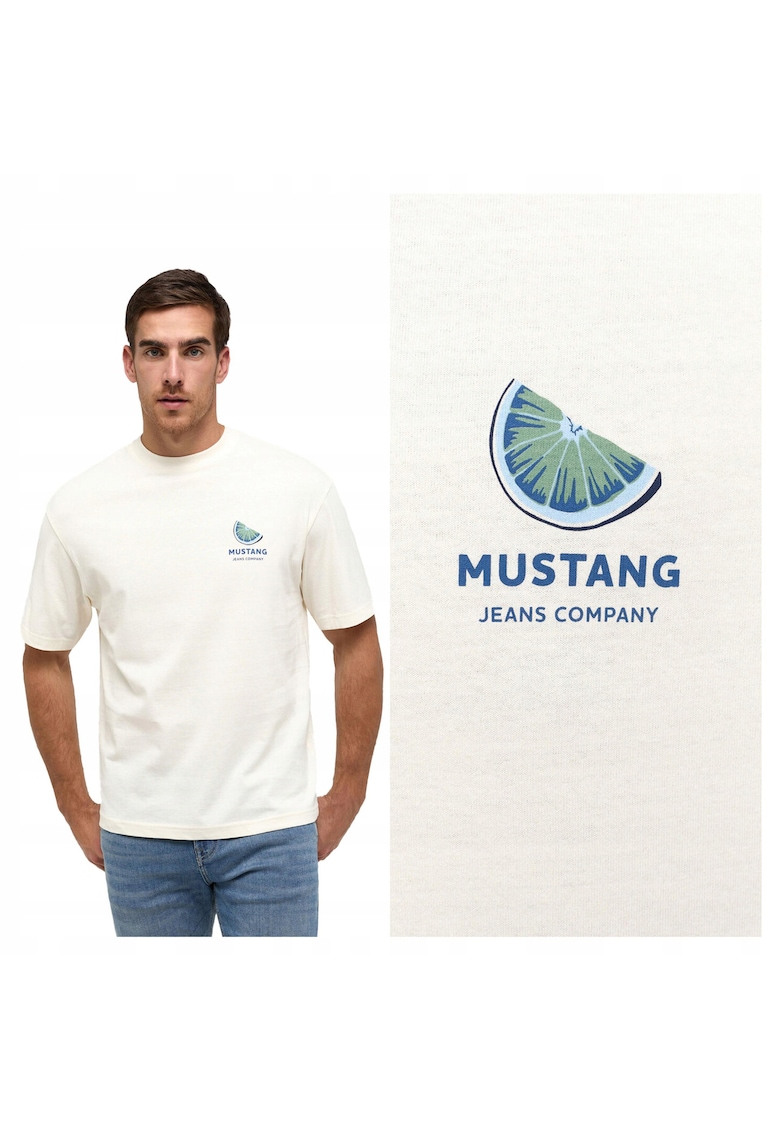 Tricou Barbati - Regular Fit - Maneca Scurta - Decolteu Rotund - Cu Logo - Bumbac - Design Clasic - Alb