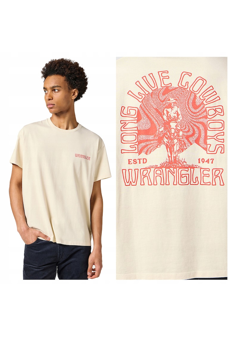 Tricou Barbati - Graphic Tee - Regular Fit - Maneca Scurta - Decolteu Rotund - Cu Logo - Bumbac - Design Clasic - S INTL - Bej