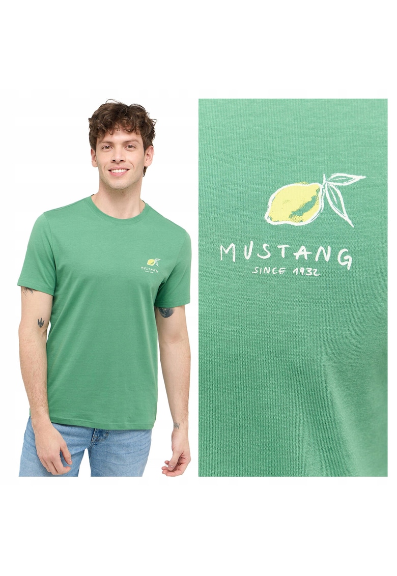 Tricou Barbati - Austin - Regular Fit - Maneca Scurta - Decolteu Rotund - Cu Logo - Bumbac - Design Clasic - S INTL - Verde